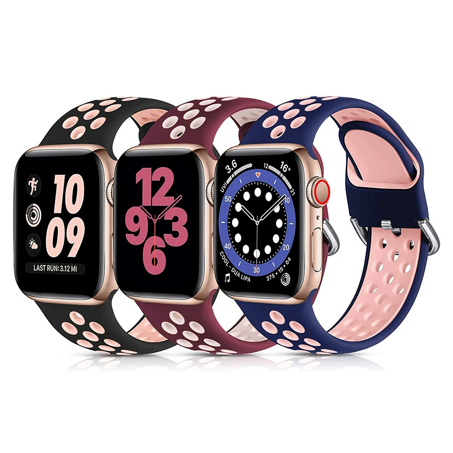 Apple, nike, two-color breathable rainbow silicone watch strap