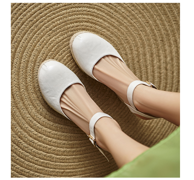 Sandal cao gót nữ quai ngang đế xuồng đan rơm, gót 9 cm — Rượu vang đỏ, màu trắng ngà chi tiết 11