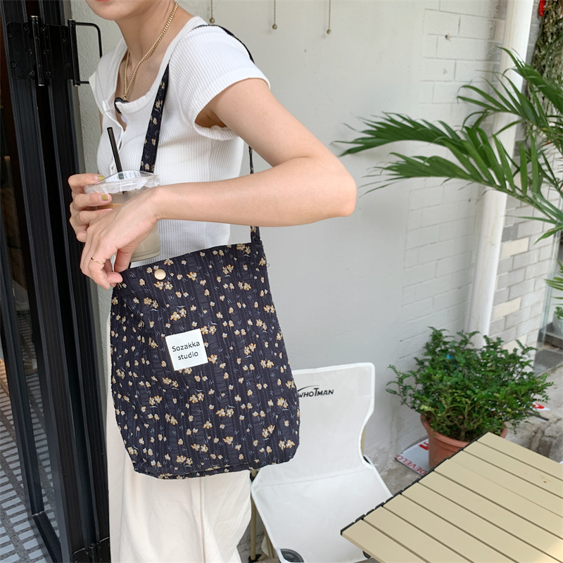 36251 Vintage floral canvas cosmetic bag, large-capacity handbag, women's single-shoulder crossbody bag, tote bag, underarm bag undefined
