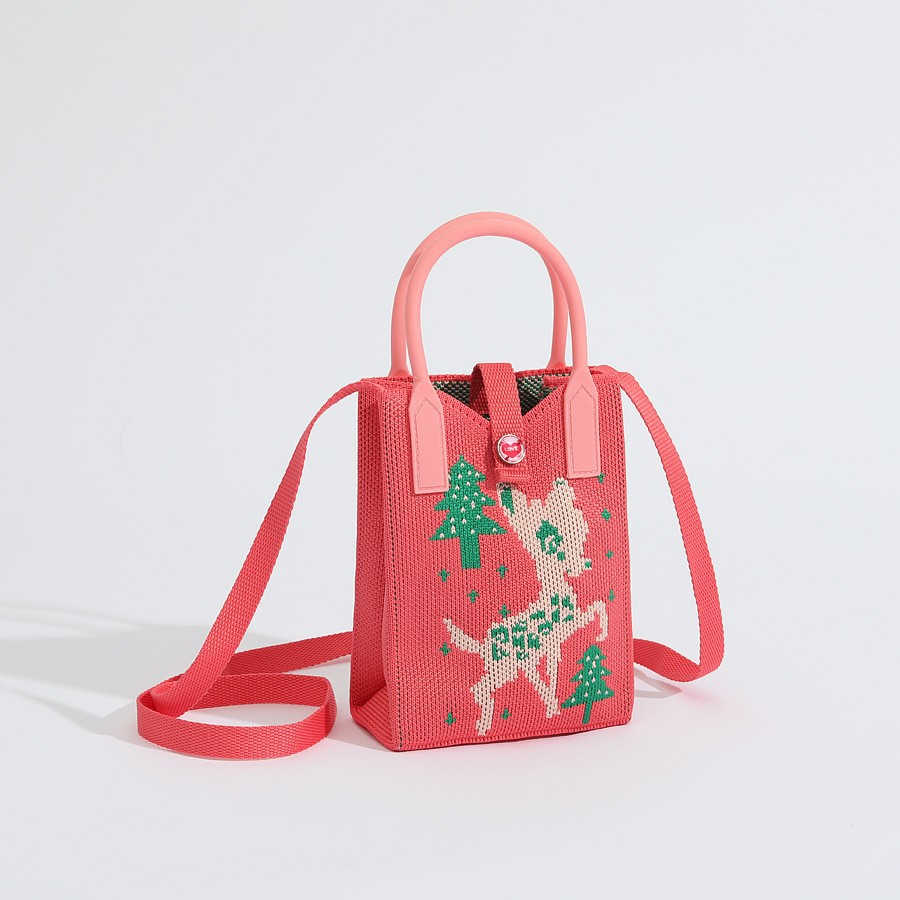 Bolso tejido para teléfono móvil con diseño único, mini bolso versátil con diseño de gato de la suerte, bolso cruzado para mujer, bolso de hombro.