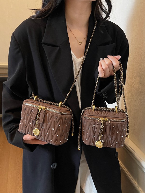 Bagos de caja transfronterizos de alto nivel de fragancia para mujeres 2025 nuevo estilo transfronterizo de cadena de diamante de alta moda bolso de hombro