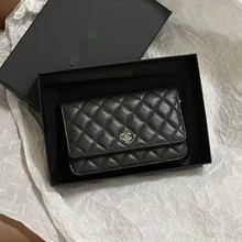 经典woc发财包CF牛皮鱼子酱链条小方包mini方胖子口盖包女包