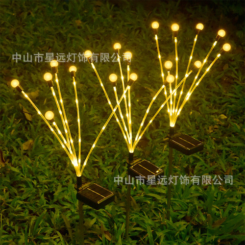 太阳能萤火虫灯 led发光蜜蜂星星圆球灯户外庭院花园装饰草坪灯