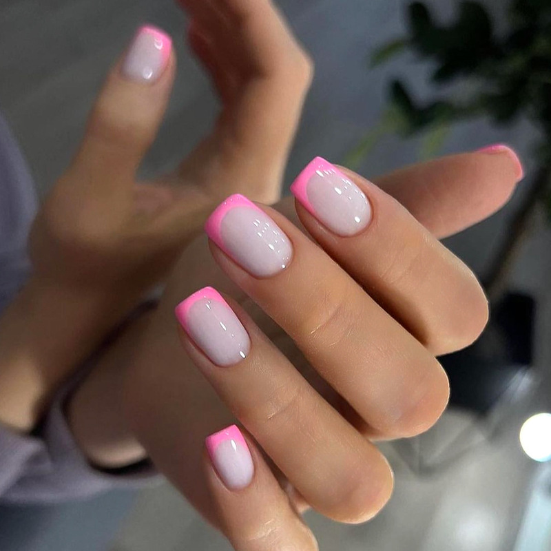 Wear nail polish short simple pink French nail polish wholesale nail polish wear press on nails Wear nail polish short simple pink French nail polish wholesale nail polish wear press on nails