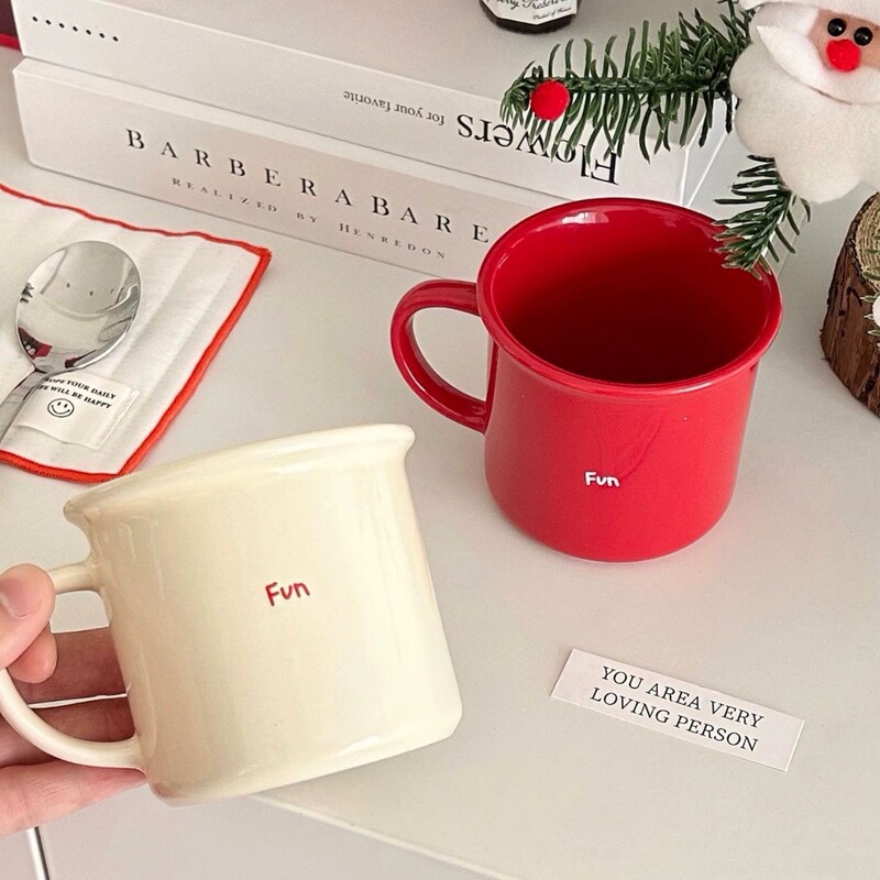 Imitation Enamel Cup Milk Fufu Cute Ceramic Mug Fun Holiday Gift Water Cup Cake Shop Gift Coffee Cup