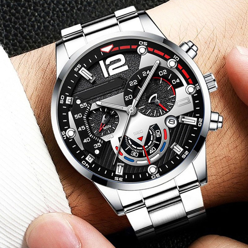 Cross-border Explosive Men's Watch Quartz Men's Watch Calendar Steel Band Watch Men's Fashion Sports Luminous Pointer Wrist Watch