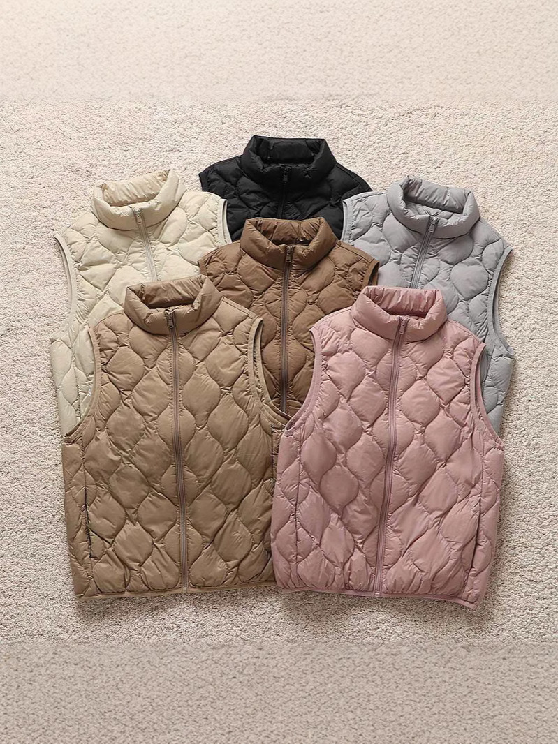 2024 otoño y invierno nuevo estilo vertical collar plumón universal chaleco de mujer moda cálida casual delgada caballo ligero hombro abrazadera