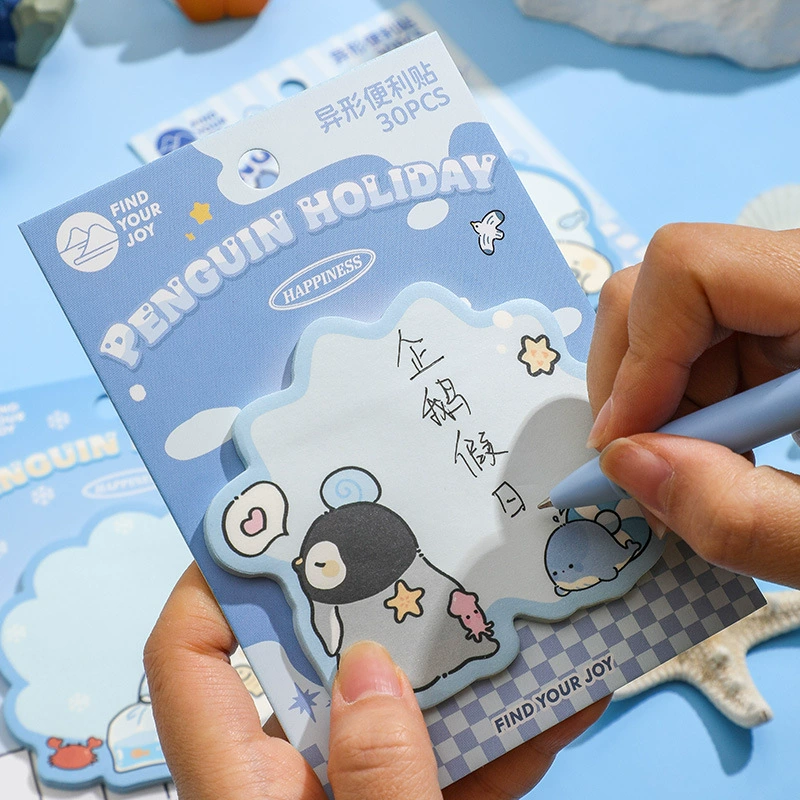 方岛 Penguin Holiday Series Alien Post-it Notes Creative Cartoons Can Tear Hand Account Message Memo Notes 4 Models