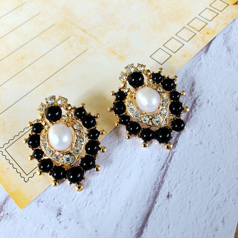 Wholesale Jewelry Gem Drip Glaze Beads Pearl Earrings Nihaojewelry display picture 6