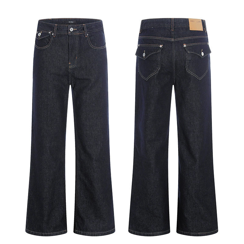 Tuochuan Ck3596 American Retro Raw Denim Black Nostalgic Loose Straight A-Type Jeans for Men and Women in Old Money Style