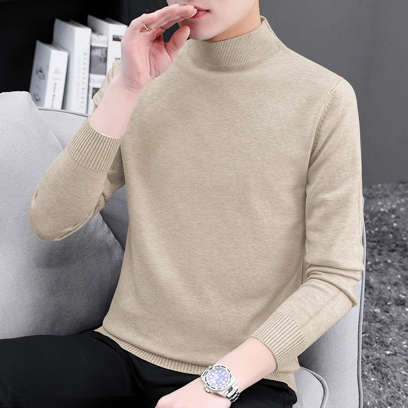 タートルネックセーター メンズ ニットウェア 秋冬 中衿 インナー ベースレイヤー 保温性のあるセーター ハーフタートルネック スリムフィット 細見え