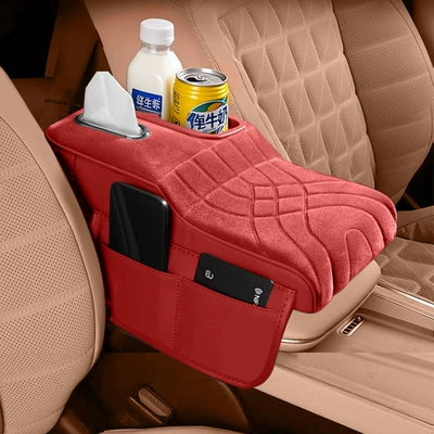 Armrest box M6 Xiaolong Big Dog Armrest - colored-cup-velvet-style-volcano-red-storage-bag-tissue-box