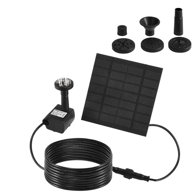 Кросс-граничная модель нового производителя: квадратный солнечный фонтан для улицы, птичья ванна, небольшой плавающий садовый водный элемент, фонтан с насосом.