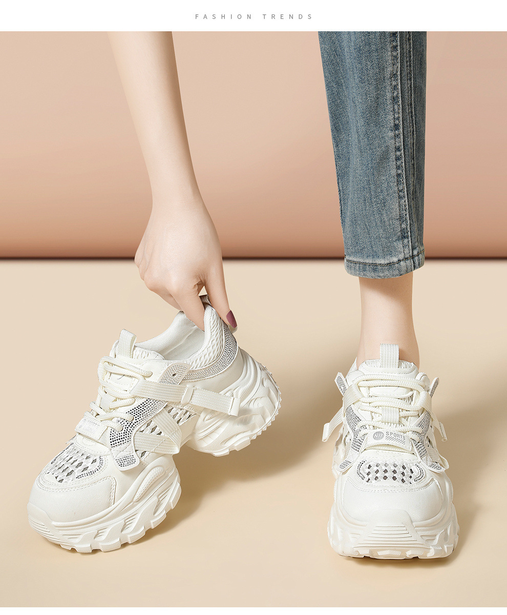 Giày sneaker nữ chunky đế dày, lưới thoáng khí, tăng chiều cao — 6116 Màu be, 6116 Xám tím chi tiết 6