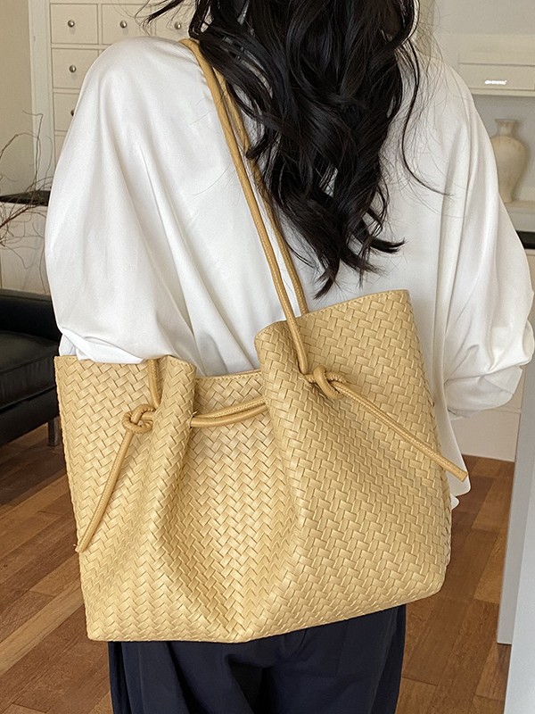 Bolsa de tejido de gran capacidad para mujeres 2026 verano nuevo estilo coreano de moda bolso de hombro de brazo de viaje bolsa de ocio