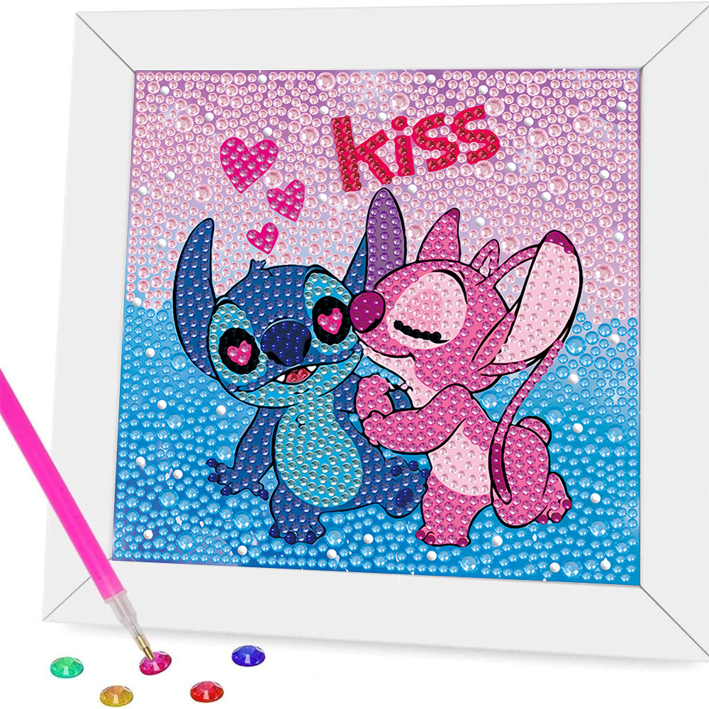 Pintura de diamantes enmarcada hecha a mano, superventas transfronteriza, de dibujos animados infantiles de la princesa Elsa, linda pintura de pegatinas de diamantes DIY