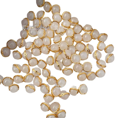 S925 Silver Gold-Plated White Jade: Zərgərlik ara hissələri