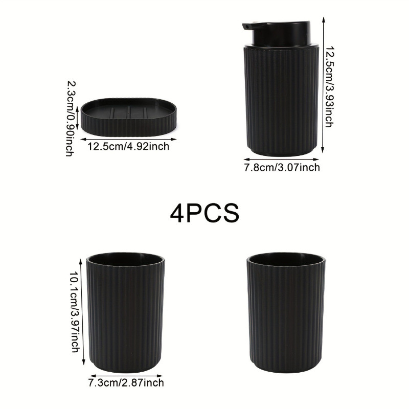 Black Bathroom Kit 4pcs / Set Lotion Bottle Toothbrush Cepillo de dientes transfronterizo