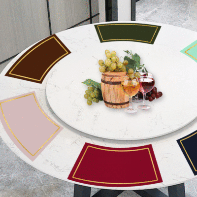 亚马逊现货批发双层餐具垫扇形金色边框酒店餐垫双面可用西餐垫|ms