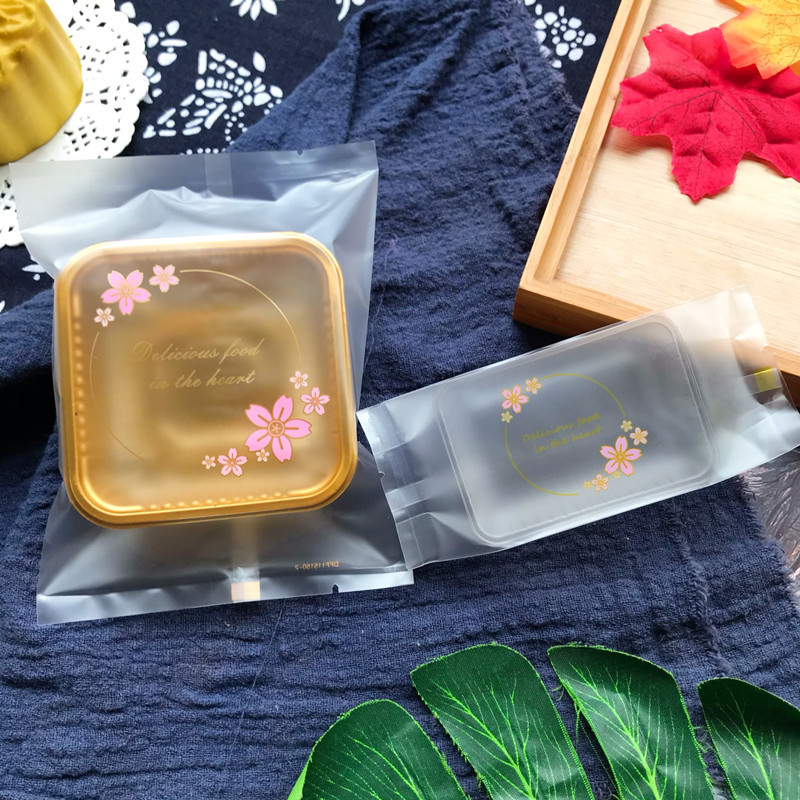 磨砂美味樱桃花大号凤梨开运酥包装袋100克中秋月饼蛋黄酥烘焙机