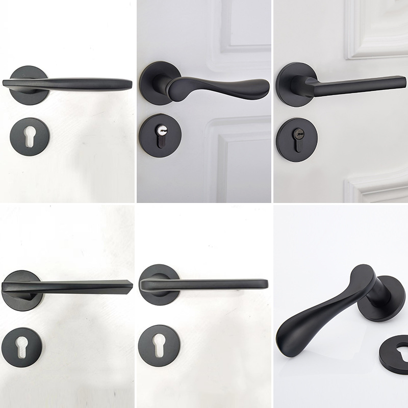 Split hogar negro cerradura de la puerta estilo europeo interior mudo manija puerta conjunto dormitorio madera maciza cerradura de la puerta Universal