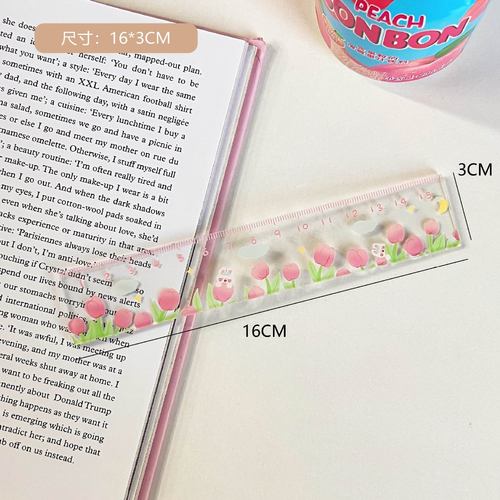 New ruler student girl heart scale office culture and education new style cute style cartoon 15cm ruler wholesale