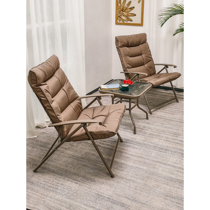 Mojia Balcony Small Table and Chair Three-piece Set Combination Nordic Light Luxury Internet Trendy Casual Coffee Table One Table and Two Chairs Folding Rattan Chair