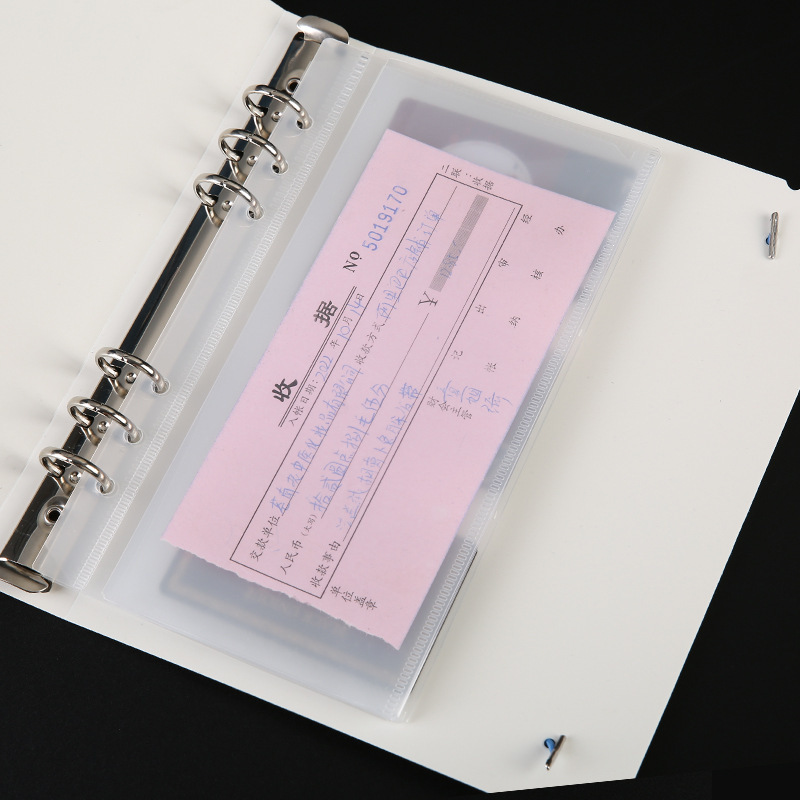 透明PPルーズリーフ袋、6穴ルーズリーフカード収納ファイル袋、厚手PP防水透明領収書分類袋|undefined