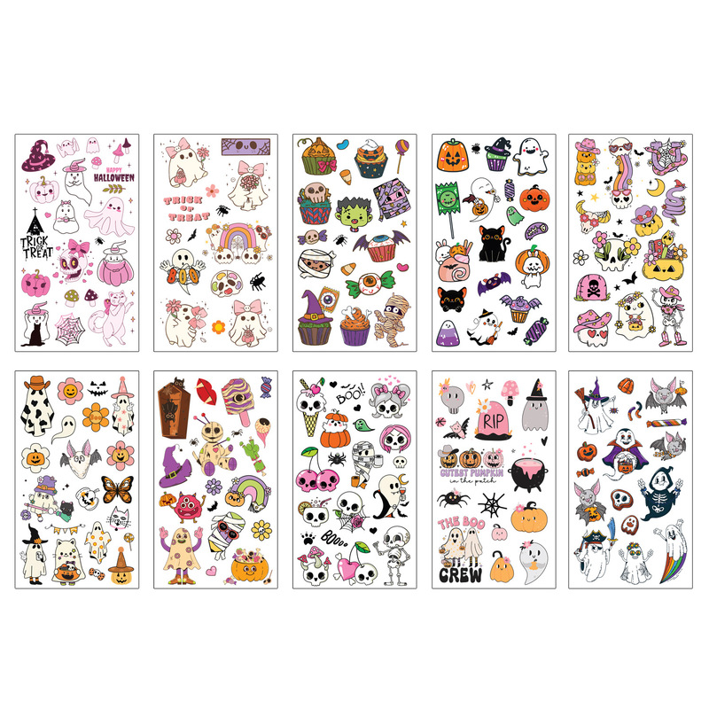 クロスボーダー新しい漫画ハロウィンタトゥーステッカーハイエンド子供のホリデーパーティー面白いカボチャタトゥーステッカー|undefined