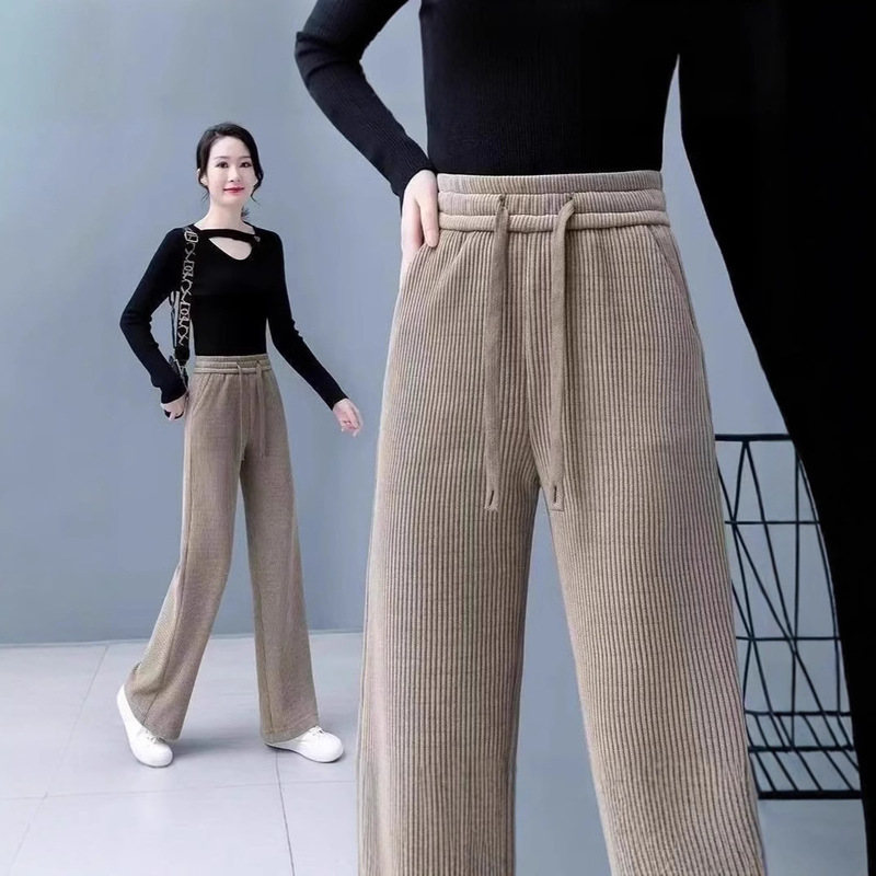 Narrow Straight Leg Pants Slim-fit Women's Pants fleece-lined Thickened 2025 Spring High Waist Dagging High Internet Celebratory Wide Leg Pants Narrow Straight Leg Pants Slim-fit Women's Pants fleece-lined Thickened 2025 Spring High Waist Dagging High Internet Celebratory Wide Leg Pants