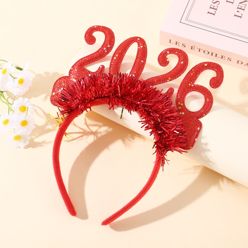 国境を越えたクリスマスヘッドバンド、ホリデーパーティー装飾小道具、2026年新年数字ヘッドバンド、クリスマスメガネ、メーカー卸売|undefined