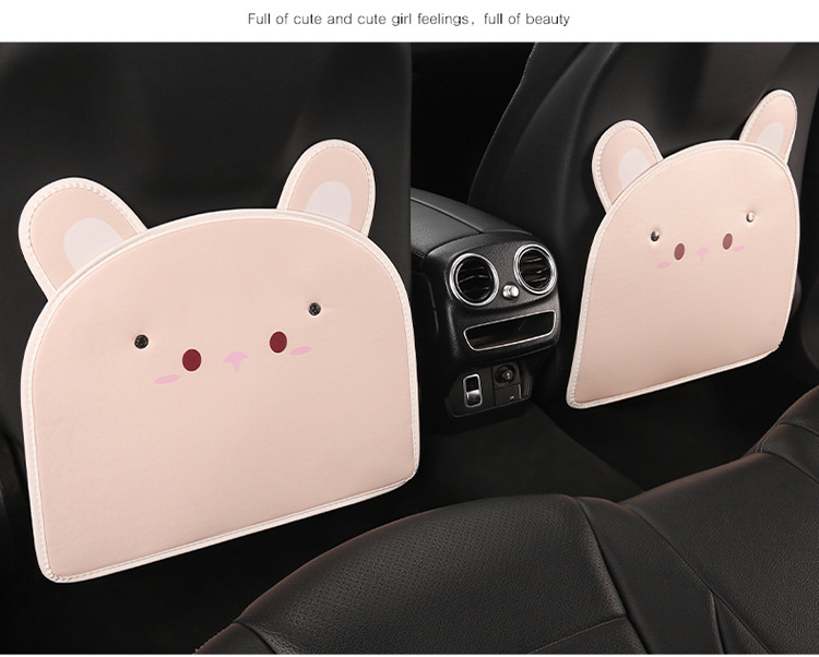 Car Anti-Kick Pad Cartoon Cute Stereo Ears Kidsren's Seat Back Anti-Scratch Pad Universal Decorative Rear Seat Back Anti-Kick