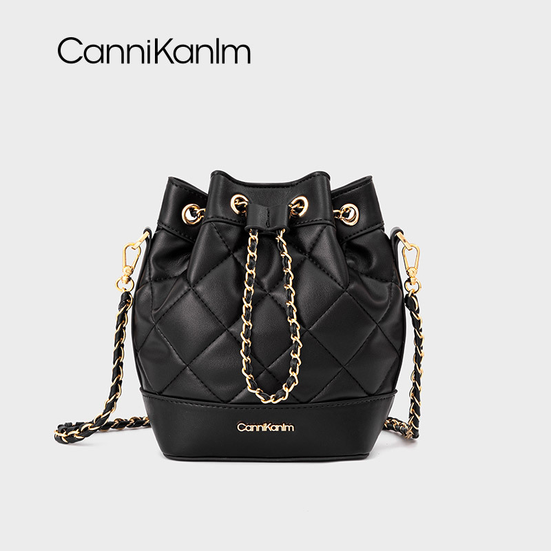 CanniKanlm Genuine Leather Small Bucket Bag Backpack For Women 2025 New Arrival Premium Texture Chain Shoulder Crossbody Bag - Thumbnail 6