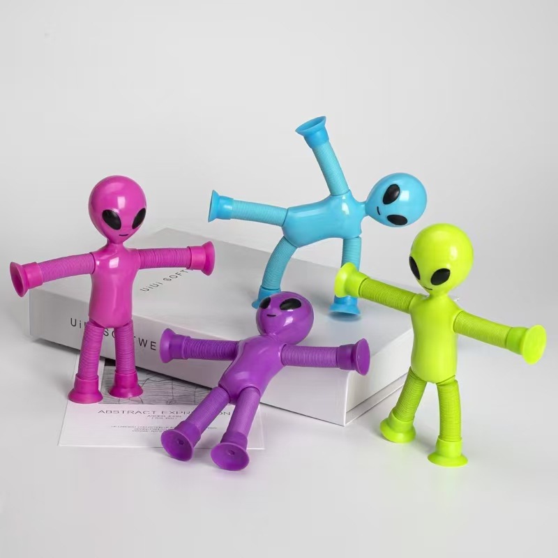 Tubo pop nueva variedad de dibujos animados alienígena telescópica juguete divertido rompecabezas exótico descompresión tubo estiramiento