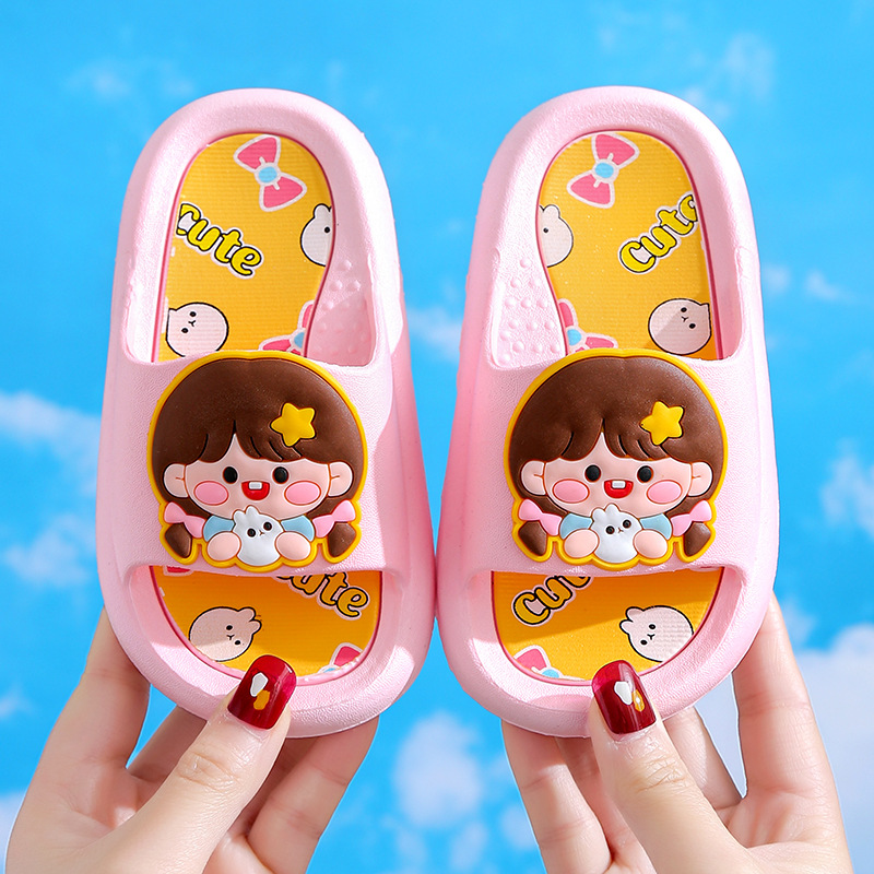 Zapatillas para Niñas para niños verano TikTok mismo estilo súper caliente baño interior y exterior antideslizante desgaste exterior zapatillas planas de aspecto alto