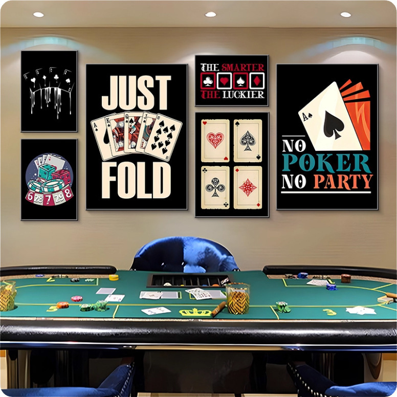 Chess and Card Room Hanging Painting Texas Hold'Em Poker Card Decorative Painting Mahjong Hall Entertainment Club Leisure Billiard Room Wall Painting Chess and Card Room Hanging Painting Texas Hold'Em Poker Card Decorative Painting Mahjong Hall Entertainment Club Leisure Billiard Room Wall Painting