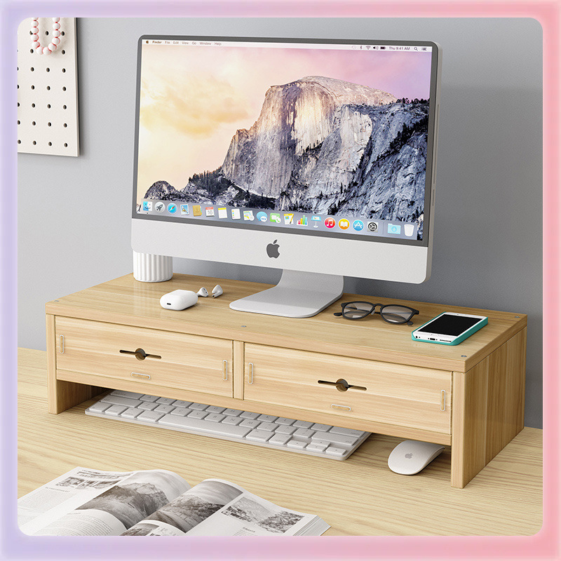 L5Hm Desktop Monitor Elevated Laptop Office Desk Shelf Keyboard Storage Organizer Desktop Storage
