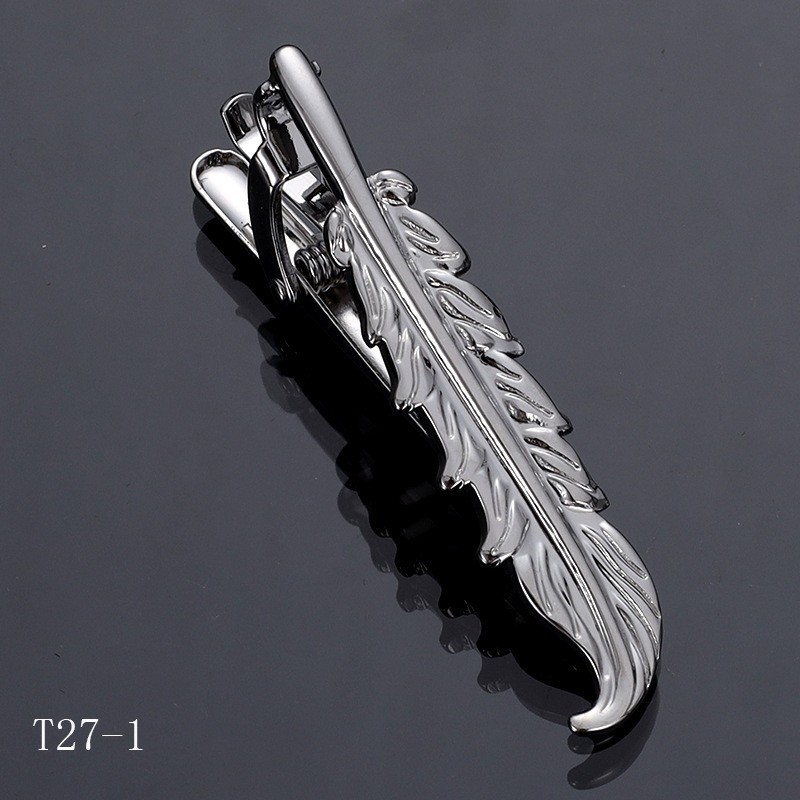 Boutique Fashion Personalized Clothing Accessories Men's Suit Tie Clip Feather Animal Shape Creative Tie Clip Silver
