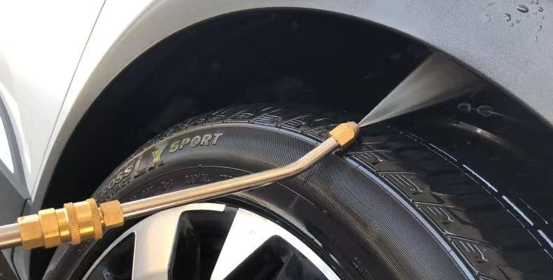 Stainless steel extended rod for car wash, 90-degree 1/4 quick connector, bent rod, fan-shaped cleaning gun head, car wash pump