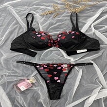 2025新款跨境欧美情趣有钢圈蕾丝内衣  性感透气女文胸罩套装批发