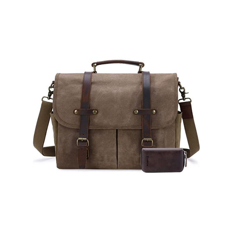 Vintage Messenger Bag Waterproof Waxed Canvas Briefcase 15.6inch Laptop Large Shoulder Bag with Key Pocket Vintage Messenger Bag Waterproof Waxed Canvas Briefcase 15.6inch Laptop Large Shoulder Bag with Key Pocket
