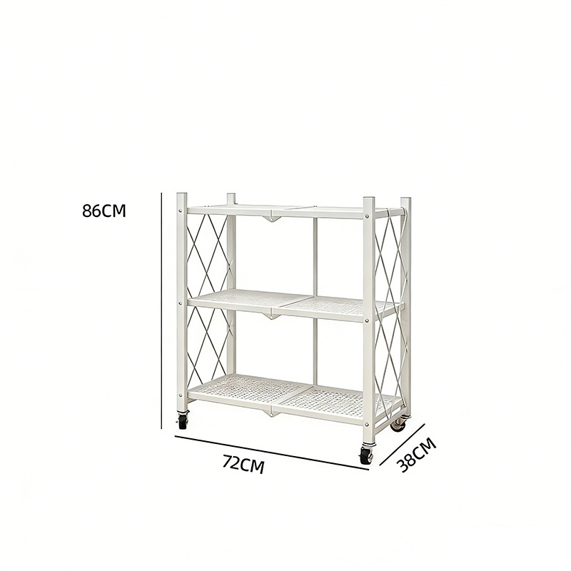 Estante de almacenamiento plegable de cocina sin instalación Estante de acabado de piso multicapa Estante de almacenamiento de horno de microondas transfronterizo doméstico