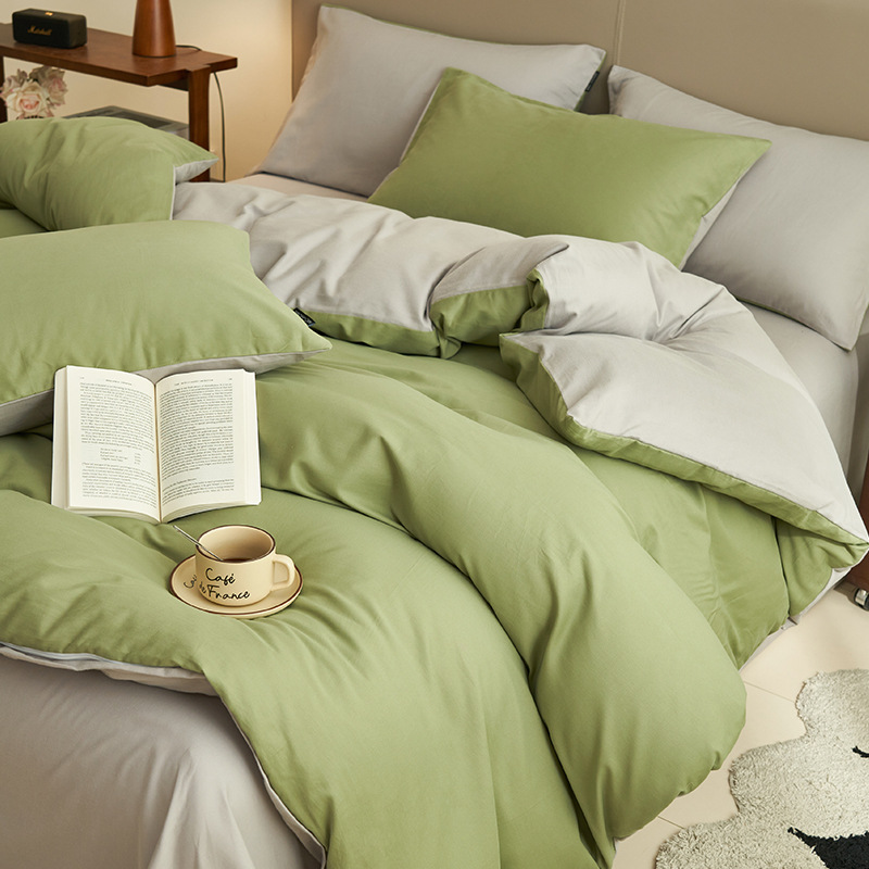 Cama de algodón lavado con agua de algodón ligero lujoso de alto nivel dormitorio principal simple sábanas cubiertas de algodón conjunto de tres piezas