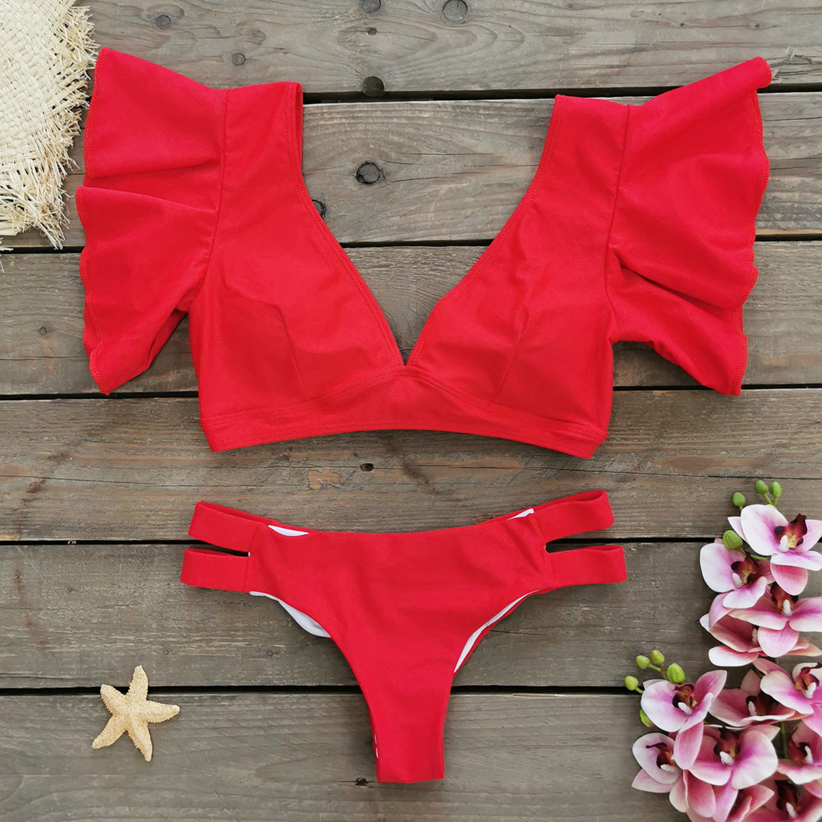 192g Weight Sexy Feel Of Sensation Briefs Panties Style Polyester Fabric Type 2 Pieces Set Quantity Swimming Pool, Beach Occasion Ditsy Floral Pattern Women's Gender Women's Ditsy Floral 2 Pieces Set Bikinis Swimwear 21