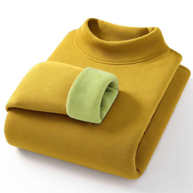 [Thick Camel Velvet] Autumn and Winter Women's Half Turtleneck Fleece-Lined Thickeneded Bottoming Shirt Thermal Intimates Single Top for Outer Wear