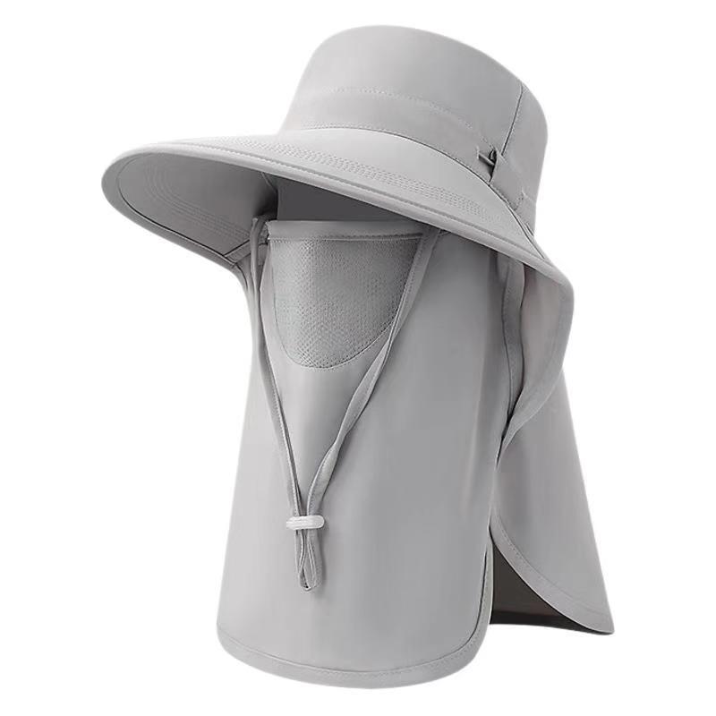 Máscara de protección solar funcional de protección total, máscara transpirable, protección facial y de cuello, sombrero integrado, sombrilla de viaje al aire libre, sombrero de pesca al sol