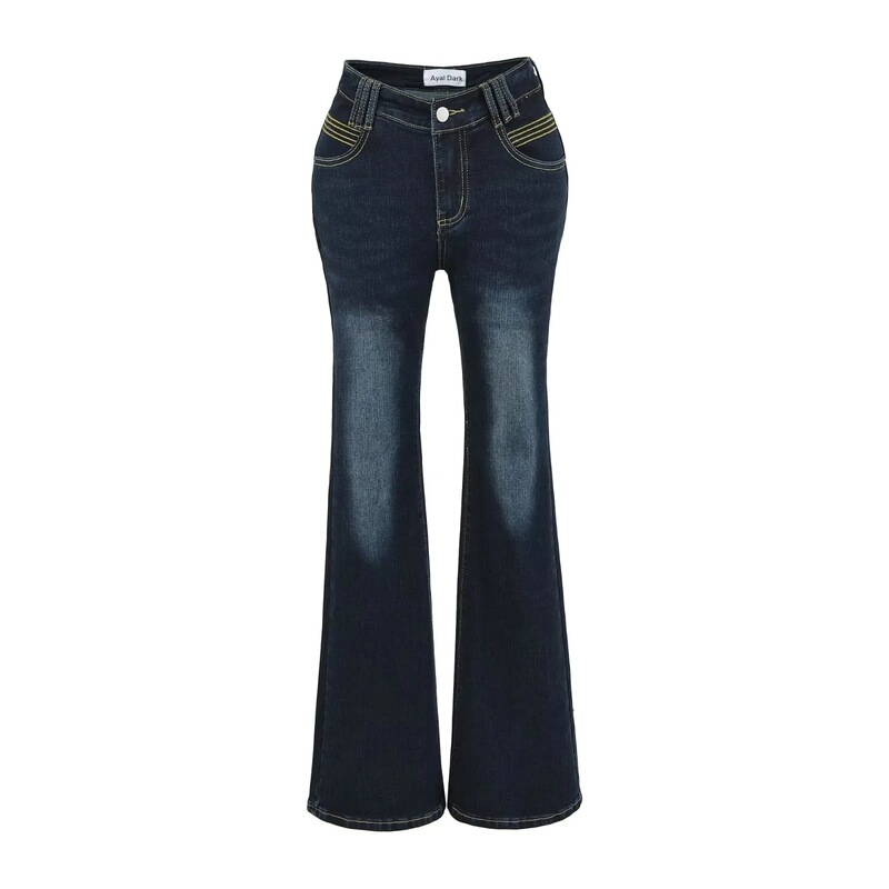 American retro style flared jeans for women, summer blue low-waist slim-fit stretchy slimming pants, bell-bottomed trousers American retro style flared jeans for women, summer blue low-waist slim-fit stretchy slimming pants, bell-bottomed trousers