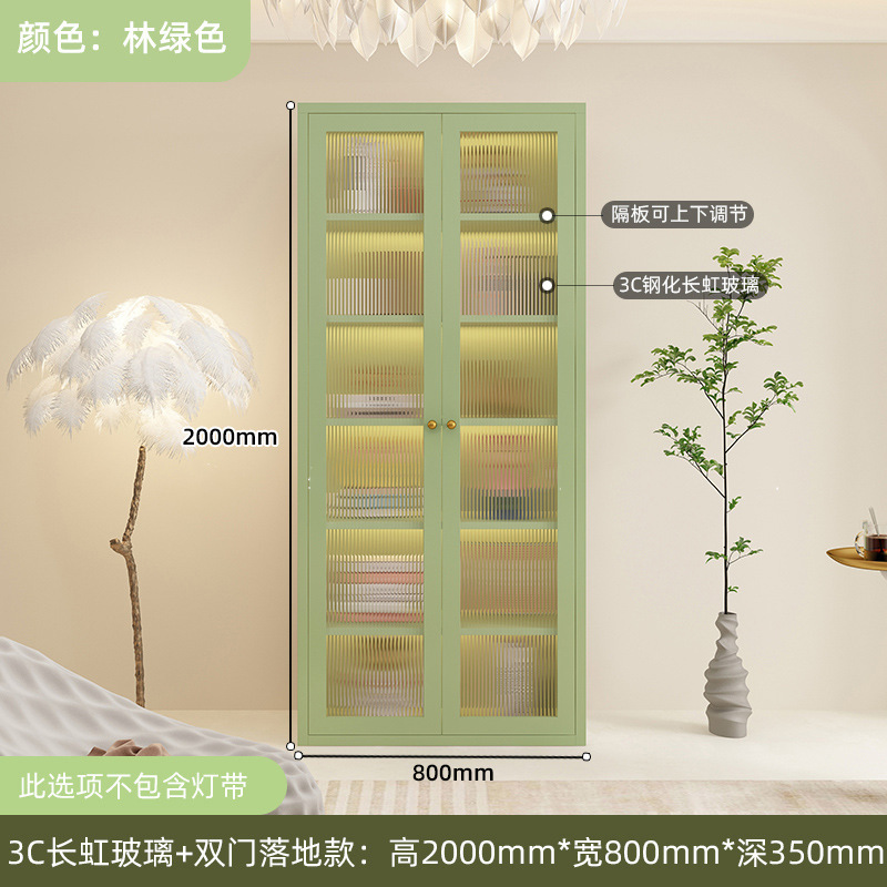 スチール製本棚収納キャビネットリビングルーム収納キャビネット家庭用ディスプレイキャビネットガラス扉防塵本棚シンプルモダンアイアンアート