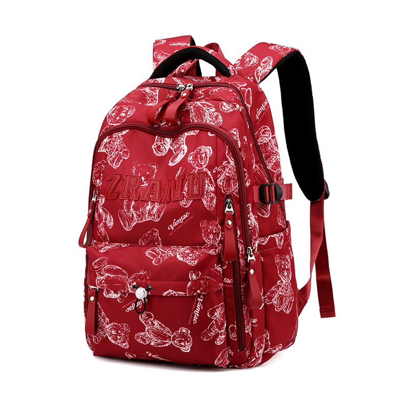 Nuevo campus de peces naturales transfronterizos lindos bolsas escolares de estudiantes de secundaria secundaria y secundaria en bolsas escolares coreanas japonesas impresión oso