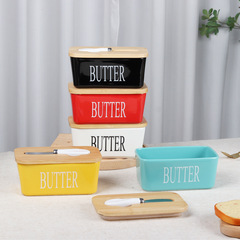 陶磁器のバターの箱は国境を越えてよく売れています。刀の陶磁器の長方形のバターの皿を持っています。